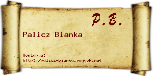 Palicz Bianka névjegykártya